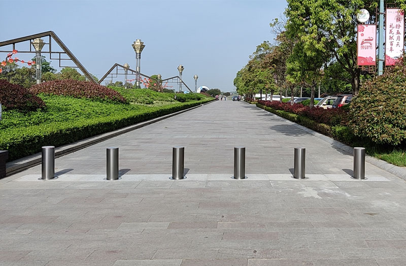 Bollards installed at junctions to stop the entry of vehicles