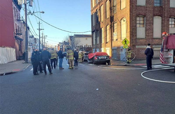 Car bursts into flames after Jersey City crash, leaving one dead
